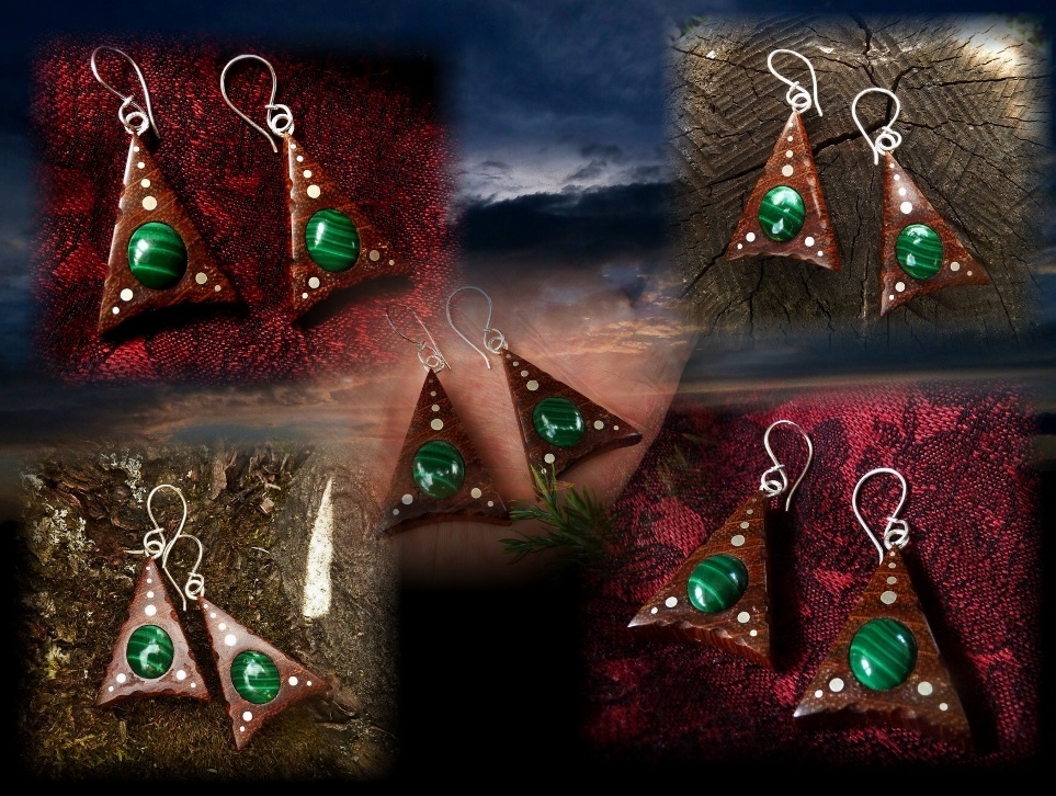 EARRINGS NA - 043 Black Nuts - MALACHITE